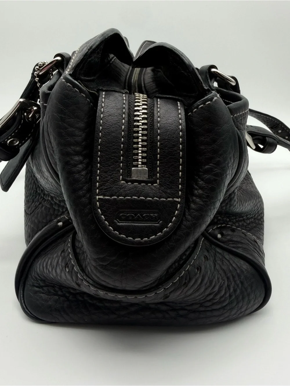 COACH Hampton Black Pebbled Leather Handbag Shoulder Bag Y2K Vintage